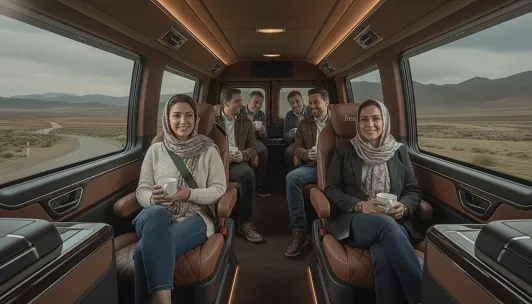 فضای داخلی ون تشریفاتی اختصاصی در سفر بین شهری